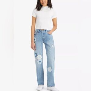 Women’s 501 ‘90S Levi’s Special Edition Floral Straight Patchwork Jeans Sz 29x32